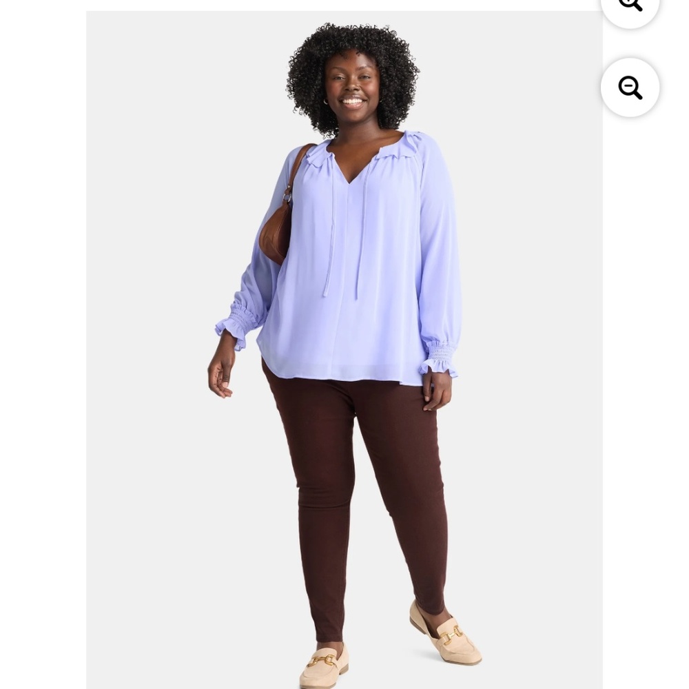 Terra and Sky Women’s Plus Lavender Ruffle Neck Blouse Size 3X NWT - Picture 2 of 8